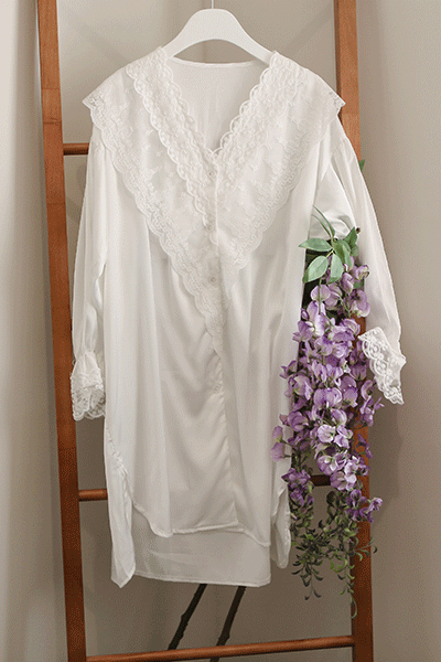 프랑수아 셔츠형 원피스 여성홈웨어 레이스잠옷