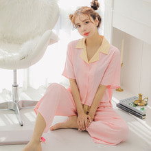 파스텔 공단투피스 여름파자마 홈웨어 여성잠옷 상하세트