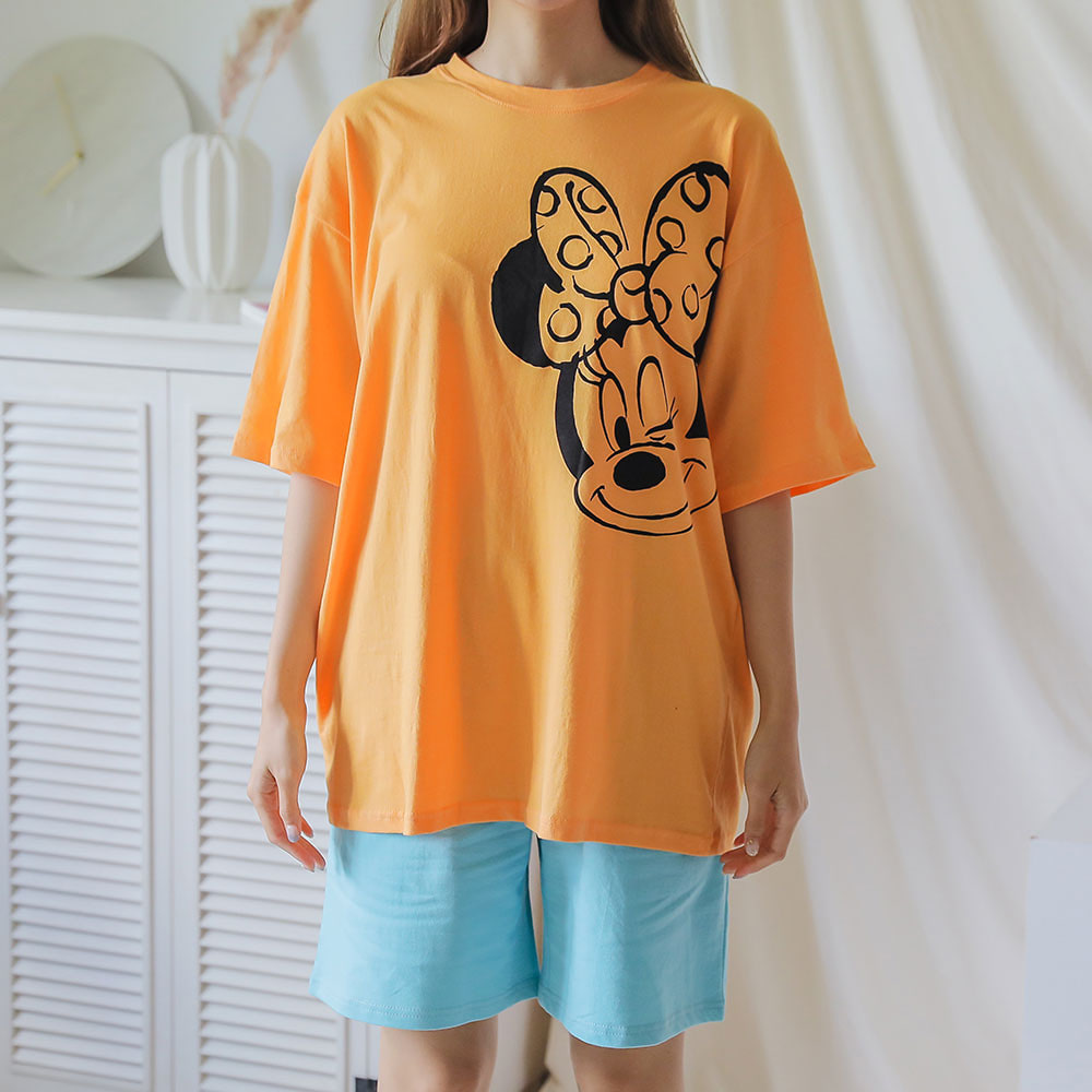 (디즈니정품) 왕리본 미니 투피스 여성 여름파자마 잠옷 홈웨어 상하세트